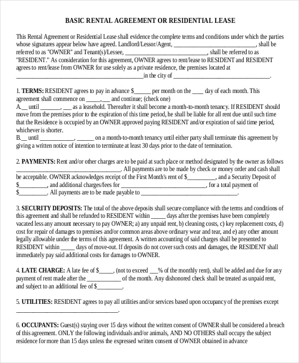 agreement to lease pdf