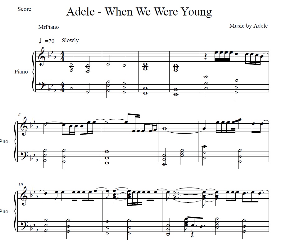 adele when we were young piano music pdf