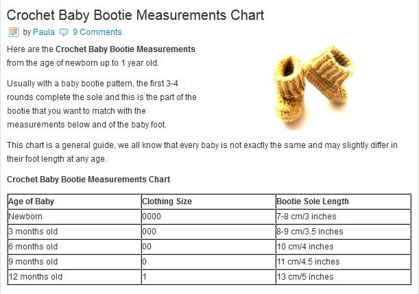 baby booties size guide