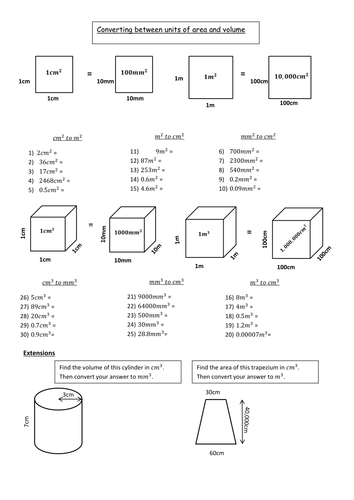 converting units of area worksheet pdf